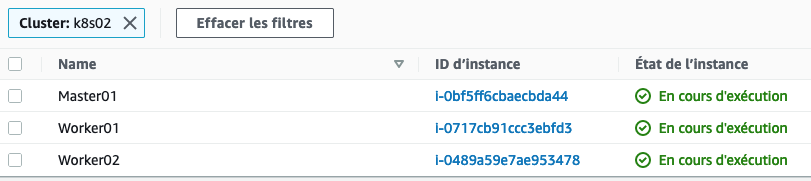 instances, the AWS console